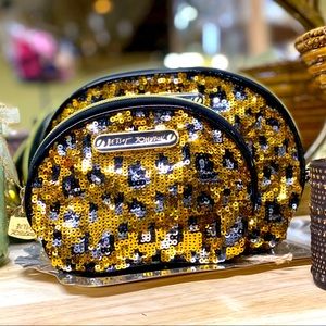 Betsey Johnson Sequin Zipper Pouches, set of 2